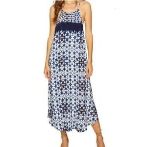 ASTR The Label Delfina Indigo Tie Dye Midi Dress Blue XSmall